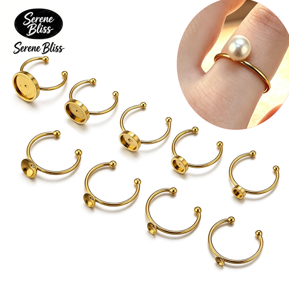 Jewelry Making Stones - 10 قطع من قواعد الخواتم المستديرة