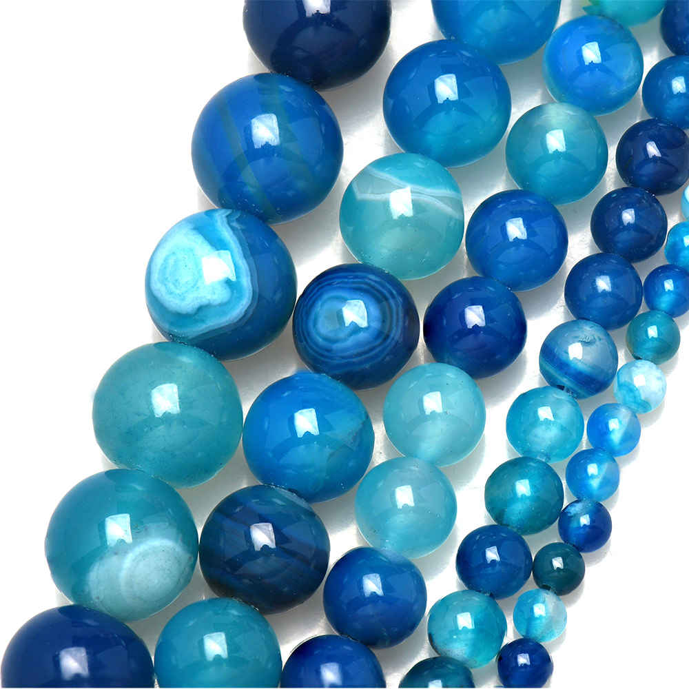 Jewelry Making Stones - الحجر الطبيعي النطاقات الأزرق الدانتيل العقيق