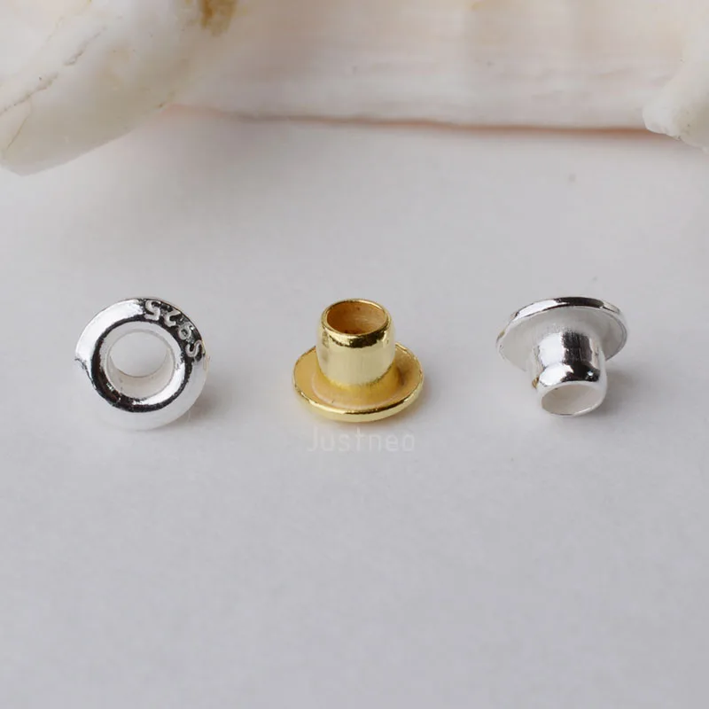 Jewelry Making Rivets - 925 فضة جروميت العيينة برشام للخرز